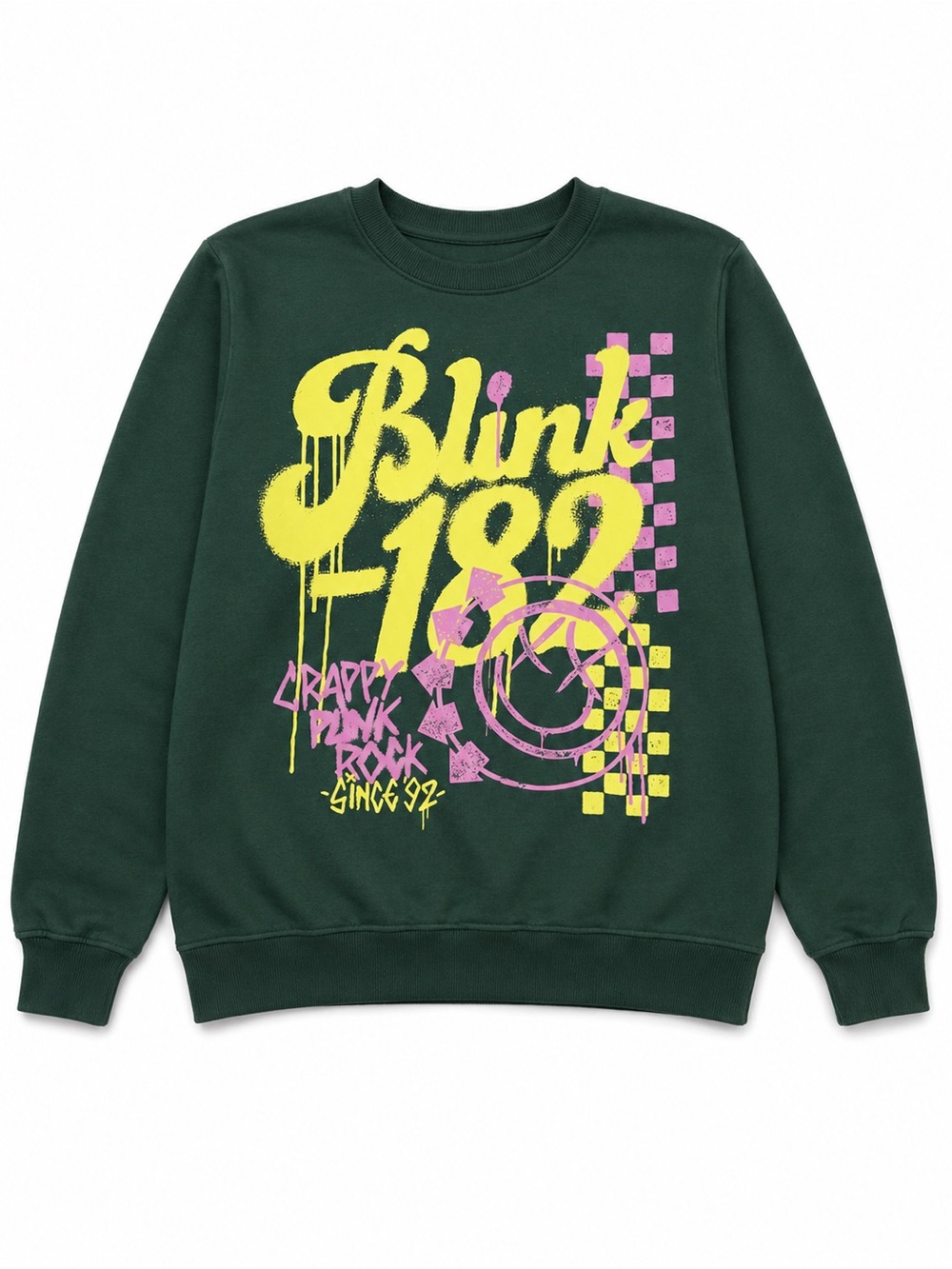 Blink-182 Band Sweatshirt Size XS | Green Graphic Crewneck Pop Punk Streetwear
